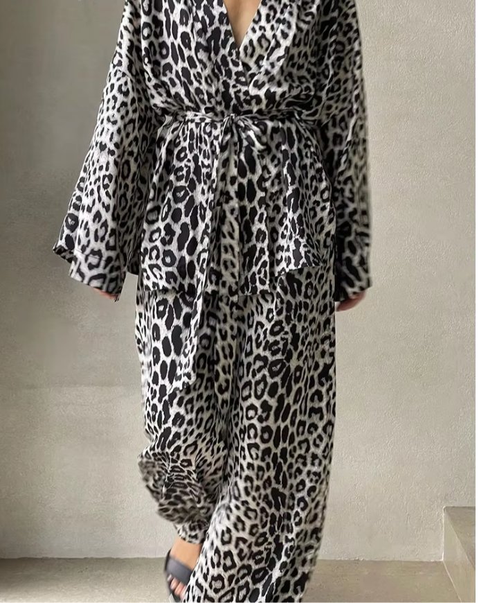Leopard Print Pants Set